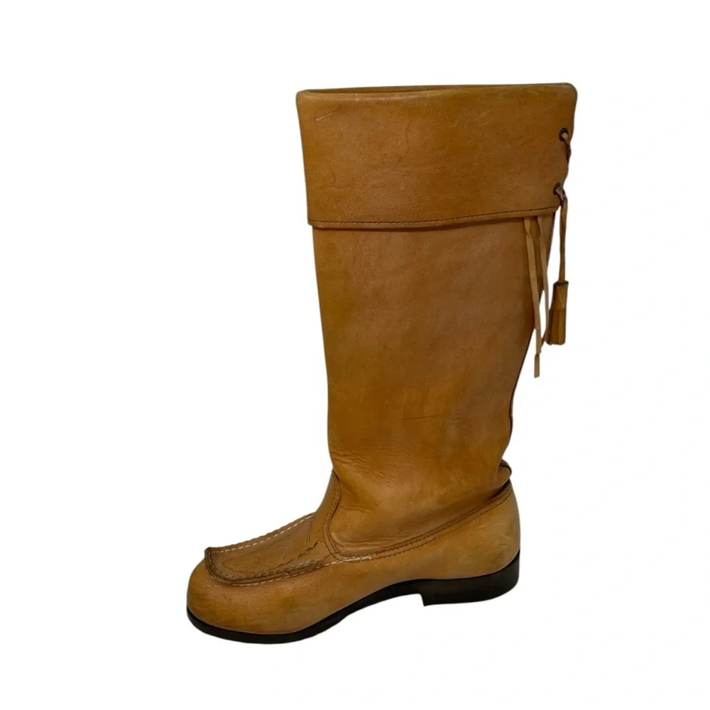 KERO Tan Reindeer Leather Knee-High Boots Sweden Scandinavian Size 39